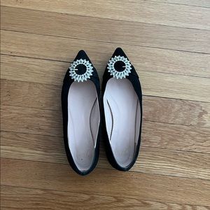 Jcrew suede flats with Crystal detail